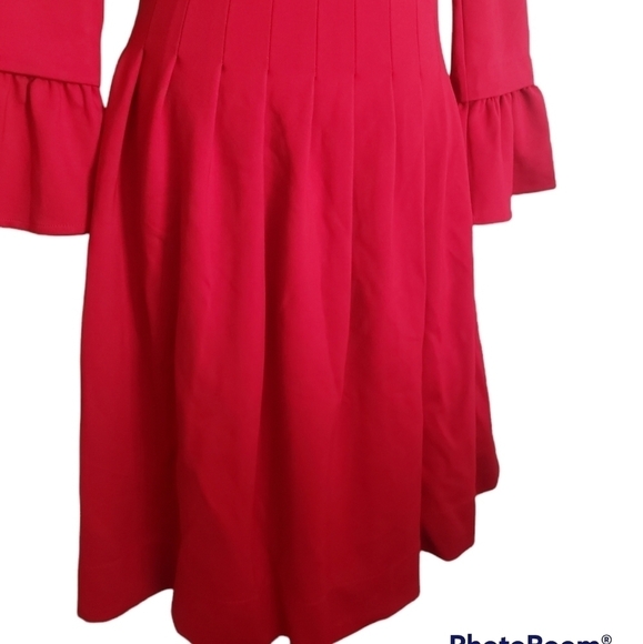 PINK Tartan Bell Sleeve Vogue Dress - Picture 4 of 11